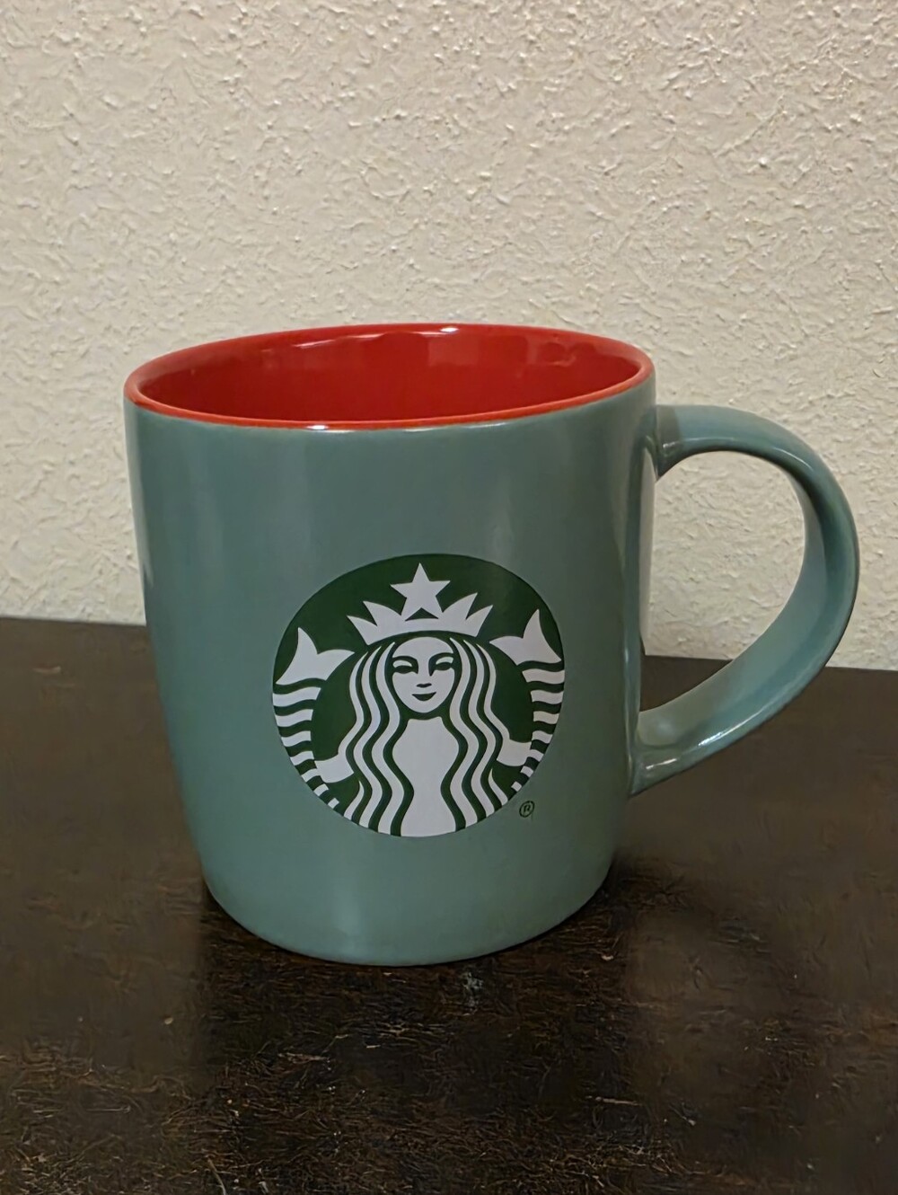 Starbucks Green Ceramic Coffee Mug with Red Interior